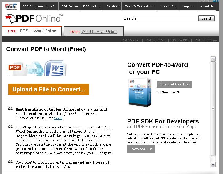 free online convert from pdf to ms word